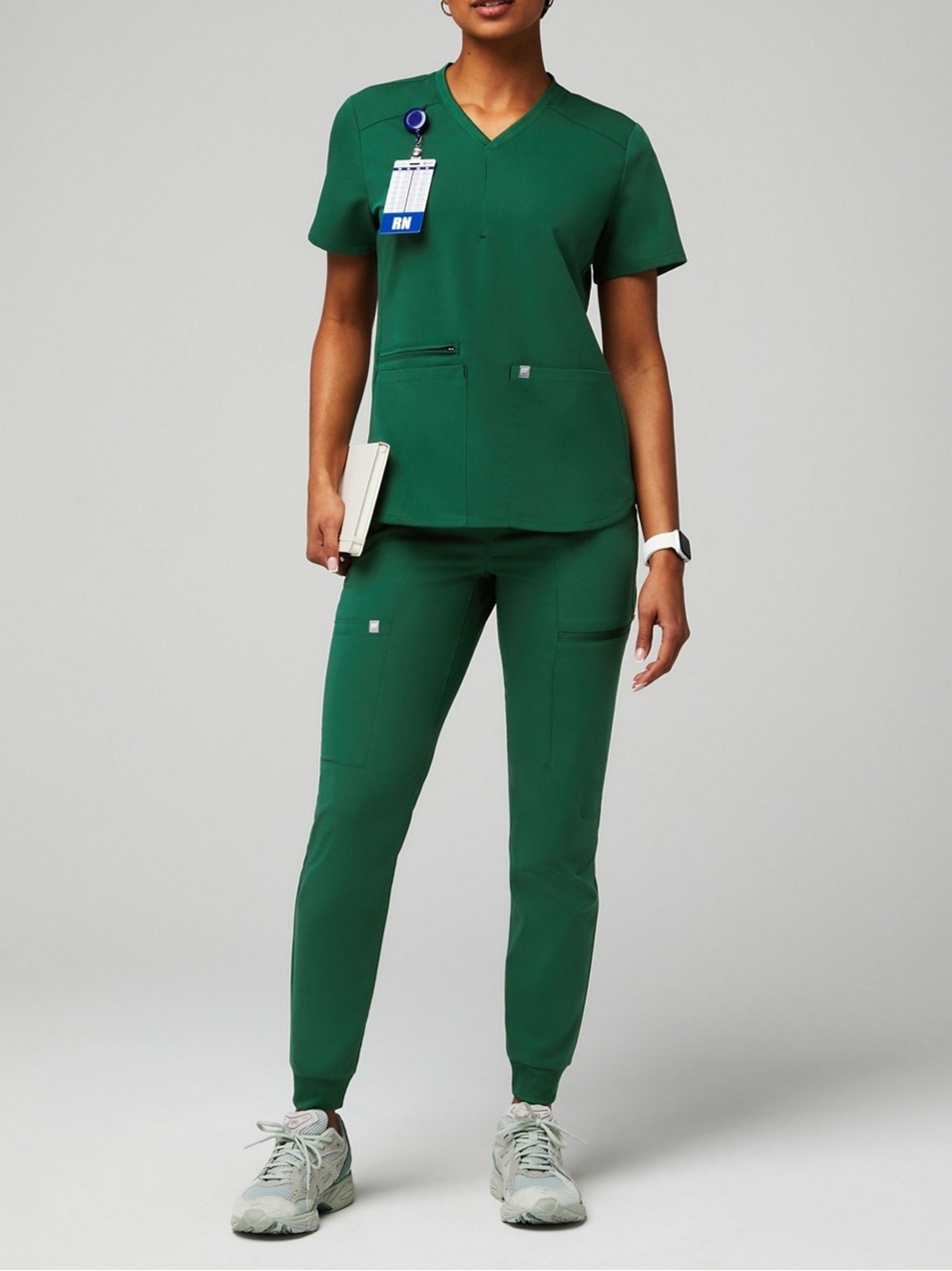 Fabletics Women's Forest Green Scrub Pants & Top Set Size S